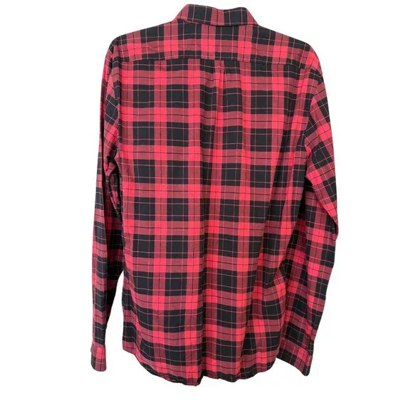 HUGO BOSS Red Black Plaid Button Front Shirt Men’s L Slim Fit Dark Academia - Picture 2 of 10